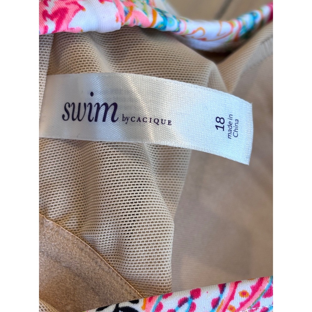 Cacique Swimdress Tankini Set Paisley Floral Pink Plus Size 18 Top 16 Bottom - Picture 4 of 13